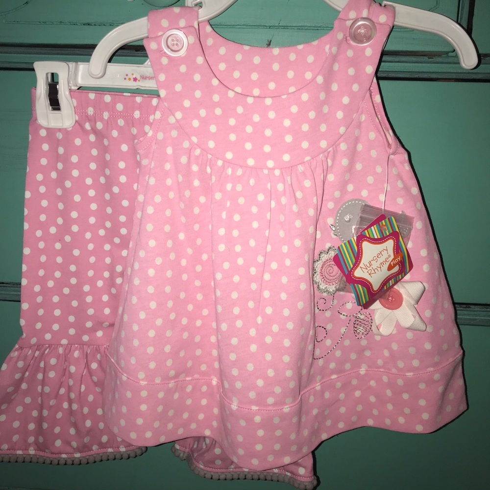 ADORABLE BABY GIRL PINK POLKA DOT OUTFIT